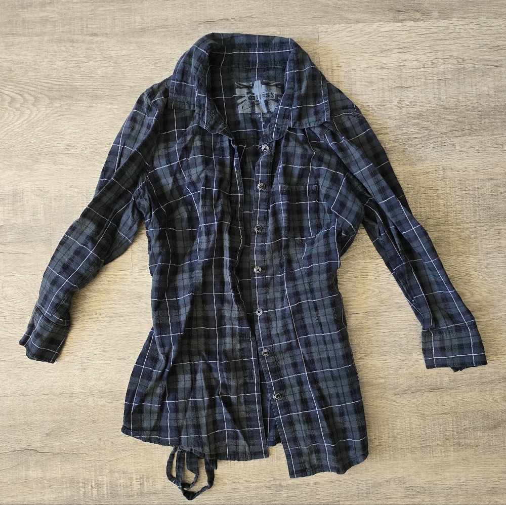 Guess Dark Green Plaid Buttoned Jacket
